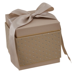 SCATOLA 12X12X12CM TORTORA LAVORATA CON FIOCCO