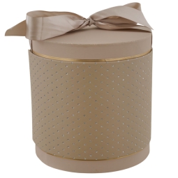 SCATOLA D21H22CM TORTORA LAVORATA CON FIOCCO