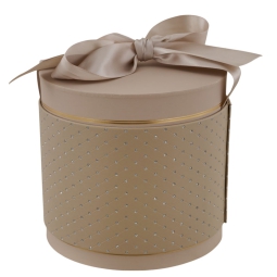 SCATOLA D19X18CM TORTORA LAVORATA CON FIOCCO