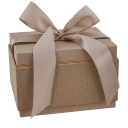 SCATOLA 18X14X12CM TORTORA LAVORATA CON FIOCCO