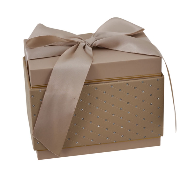 SCATOLA 16X11X12CM TORTORA LAVORATA CON FIOCCO 2