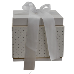 SCATOLA BIANCA CON FIOCCO 18,4X18,4X16,3CM
