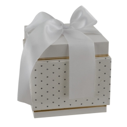 SCATOLA BIANCA CON FIOCCO 12,4X12,4X12,2CM