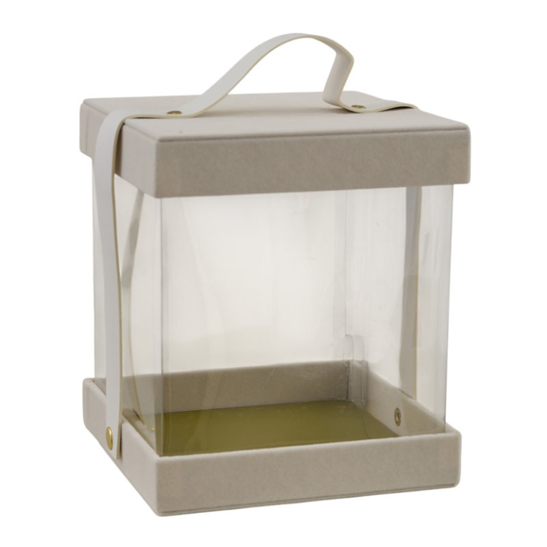 SCATOLA CREMA CON MANICO 16X16X19,5CM 12PZ