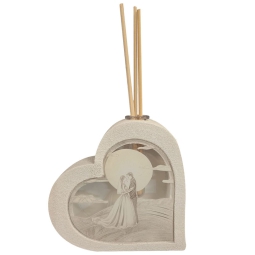 PROFUMATORE 10X10X3CM LED CUORE RESINA SPOSI ORO