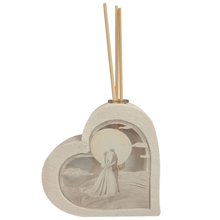 PROFUMATORE 10X10X3CM LED CUORE RESINA SPOSI ORO