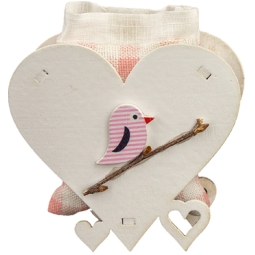 CUORE 6PZ PORTACONFETTI  UCCELLINO ROSA