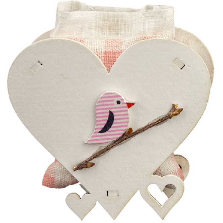 CUORE 6PZ PORTACONFETTI  UCCELLINO ROSA