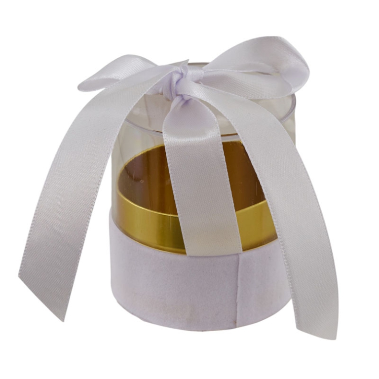 SCATOLA D6,5H7CM FIOCCO NASTRO BIANCO 12PZ