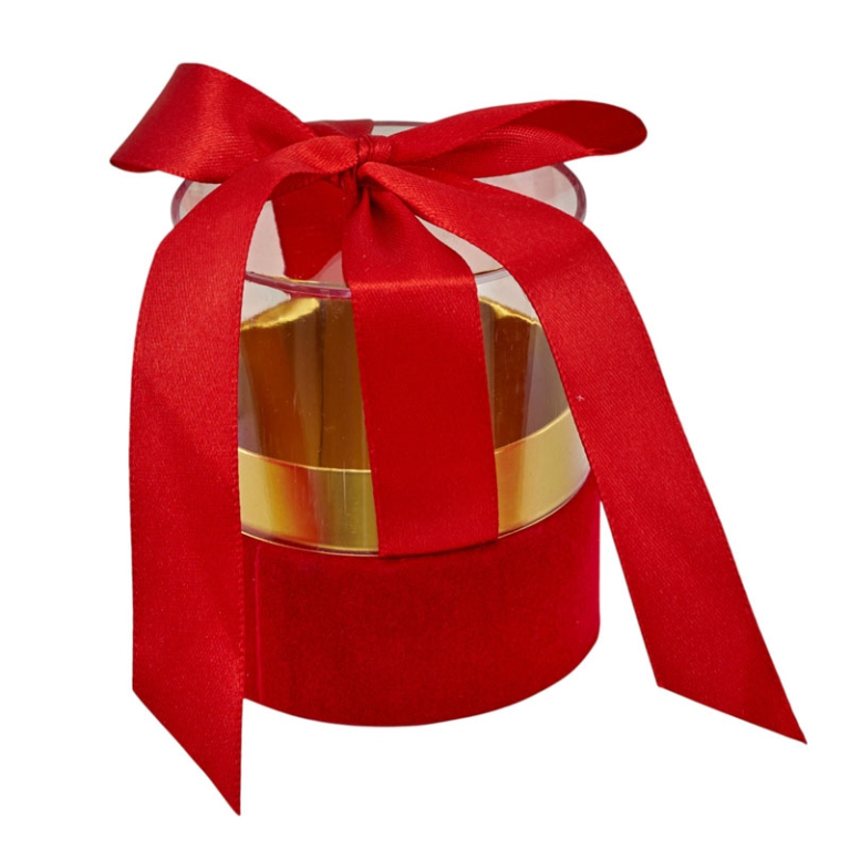 SCATOLA D6,5H7CM FIOCCO NASTRO ROSSO 12PZ