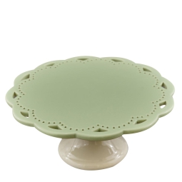 ALZATA CERAMICA BIANCA E VERDE MEDIA