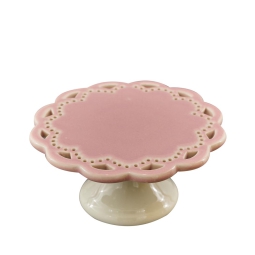 ALZATA CERAMICA BIANCA E ROSA PICCOLA