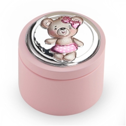 SCATOLA PORTA DENTINO    ROSA ORSETTO D5H3,5CM