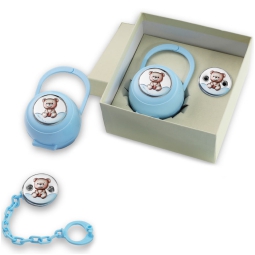 PORTACIUCCIO CON PINZA   ORSETTO CELESTE GIFTBOX
