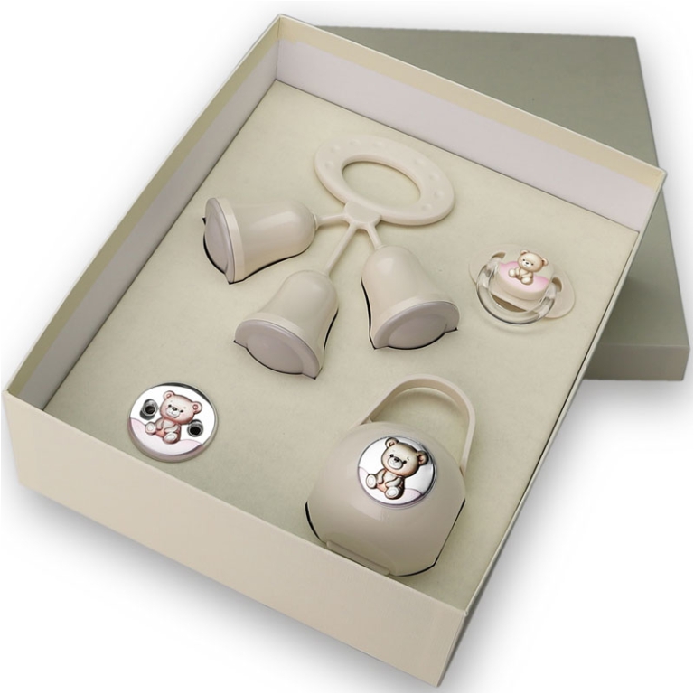 SET NASCITA 4PZ ORSETTO  ROSA GIFTBOX