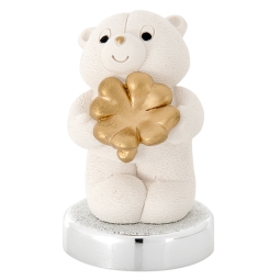 ORSETTO CON QUADRIFOGLIO H9CM BIANCO GIFT BOX