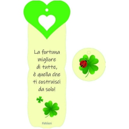 SEGNALIBRO CUORE SET 6PZ  5,5X15CM QUADRIFOGLIO