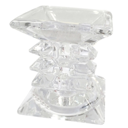 CANDELABRO VETRO 8X8H9CM TRASPARENTE A COLONNA