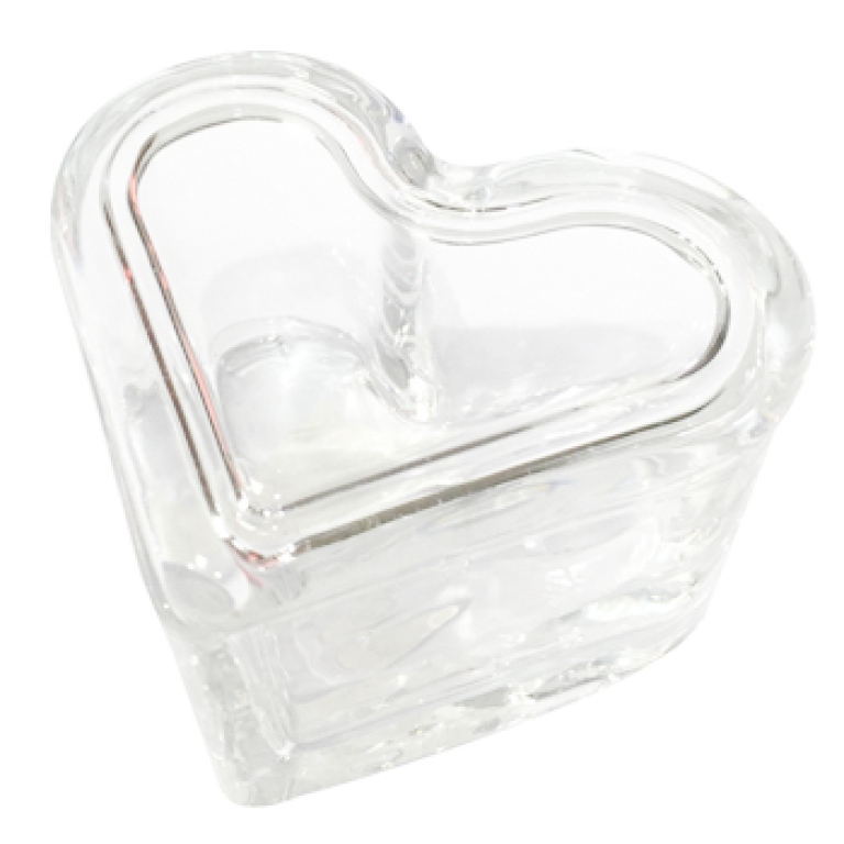 SCATOLA VETRO 9X7,5H6CM  TRASPARENTE CUORE