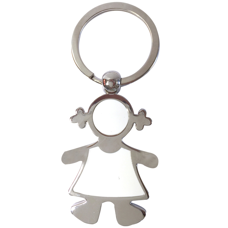 PORTACHIAVI BIMBA LACCATO BIANCO ACCIAIO 9CM