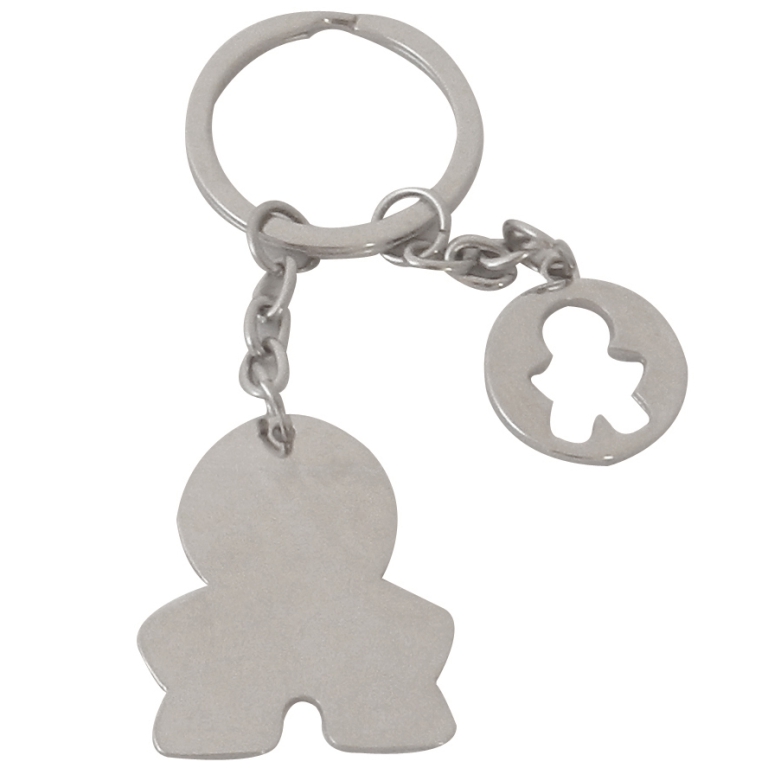 PORTACHIAVI BIMBO PIENO   CON GETTONE ACCIAIO 10CM