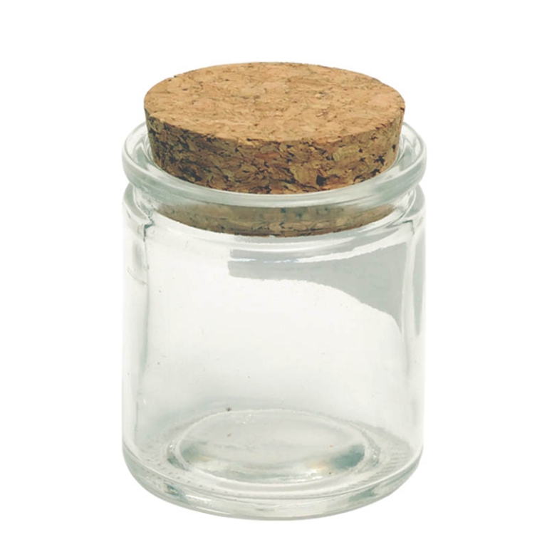 BARATTOLO CILINDRO 12PZ  4,3H6CM VETRO TAPPO SUGH.