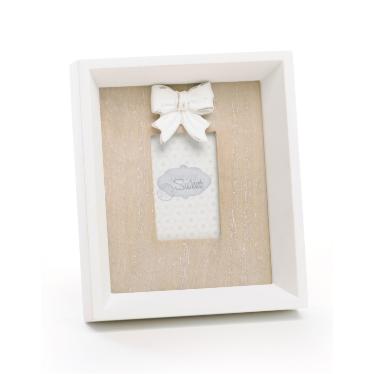 CORNICE 15,5H13CM LEGNO  BEIGE CON FIOCCO