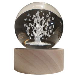 SFERA LUMINOSA D6H8CM ALBERO CON FARFALLE BATTERIA