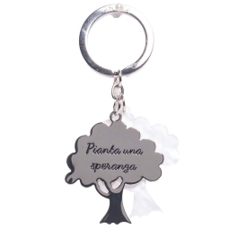 PORTACHIAVI DOPPIO ALBERO BIANCO ACCIAIO 9CM