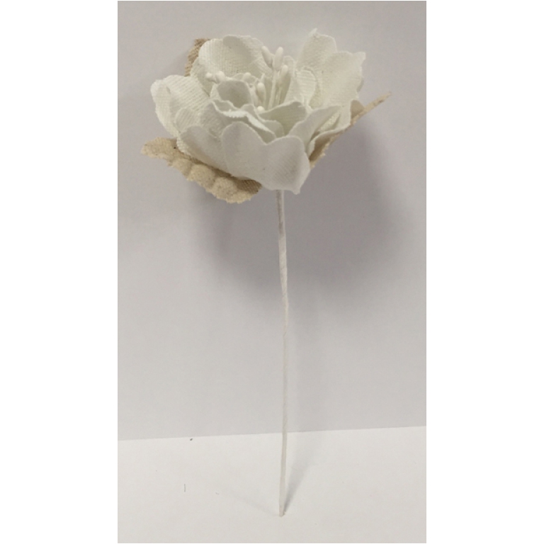 FIORI 12PZ ZINIA CON TRE FOGLIE AVORIO