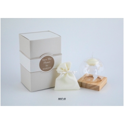 CANDELA MONDO D8CM BASE   LEGNO GIFTBOX