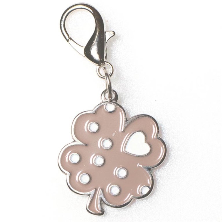 CIONDOLO QUADRIFOGLIO BEIGE 4,5CM