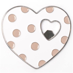 APRIBOTTIGLIA CUORE BIANCO CON POIS BEIGE