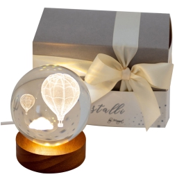 SFERA LUMINOSA D8CM MONGOLFIERA CAVO GIFTBOX