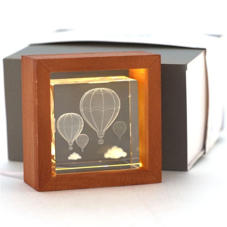 TECA LUMINOSA 9X9X4CM    MONGOLFIERA CAVO GIFTBOX