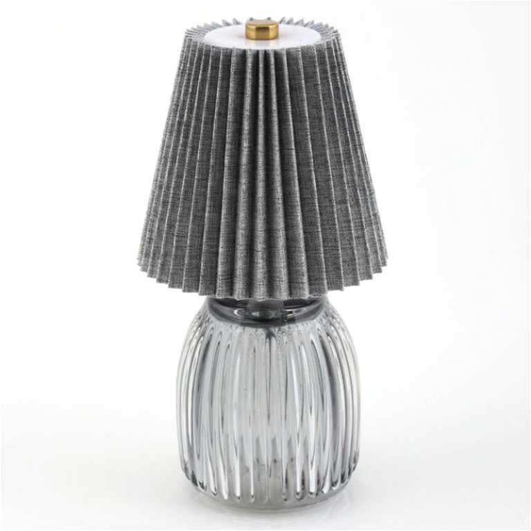 LAMPADA VETRO GRIGIO CON PARALUME H9,5CM