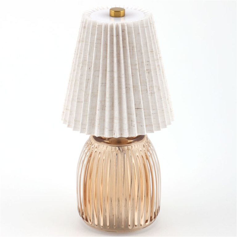 LAMPADA VETRO AVORIO CON PARALUME H9,5CM