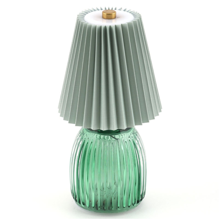 LAMPADA VETRO VERDE CON  PARALUME H9,5CM