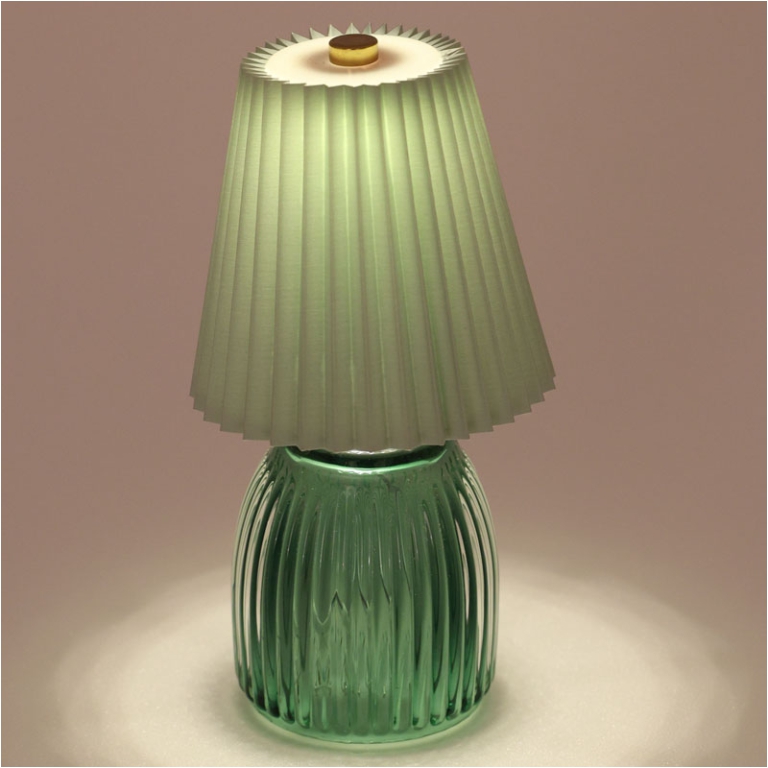 LAMPADA VETRO VERDE CON  PARALUME H9,5CM 2