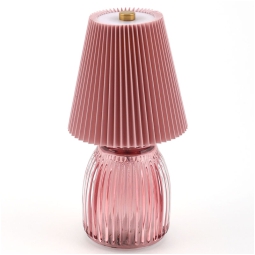 LAMPADA VETRO ROSA CON   PARALUME H9,5CM
