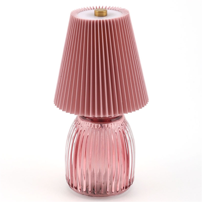 LAMPADA VETRO ROSA CON   PARALUME H9,5CM