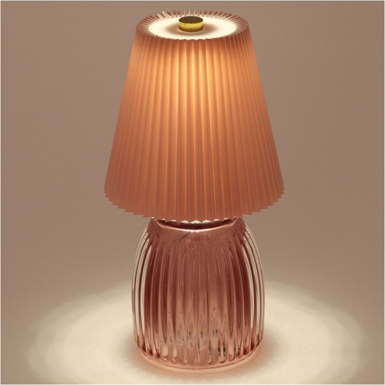 LAMPADA VETRO ROSA CON   PARALUME H9,5CM 2