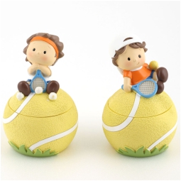 SCATOLINA TENNISTA RESINA 2 PEZZI 6,5X10CM SOGGETTI ASSORTITI