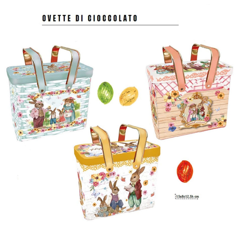 CESTO PIC-NIC PASQUA IN  LATTA 15X8X12H CM OVETTE