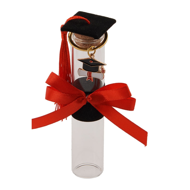 PROVETTA CON PORTACHIAVI LAUREA NERA  H12CM 12PZ