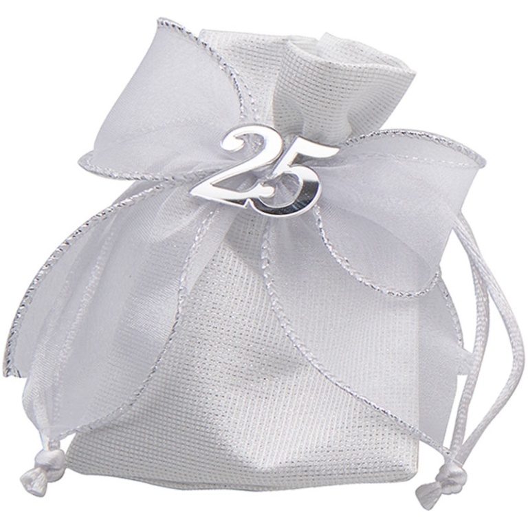 SACCHETTO FIOCCO 25° 12PZDETTAGLI ARGENTO