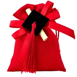 SACCHETTO LAUREA 12PZ ROSSO CON TOCCO 9X12CM