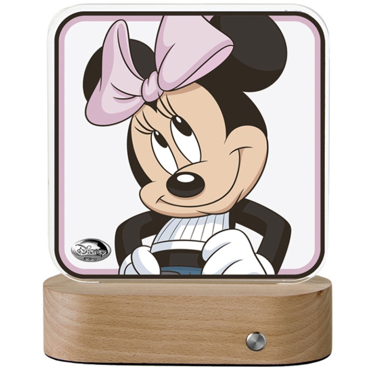 LAMPADA MINNIE MOUSE LED 14,5X18CM PLEX BASE LEGNO