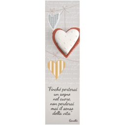 SEGNALIBRO CARTONCINO 6PZ CON GESSO CUORE 4X15CM
