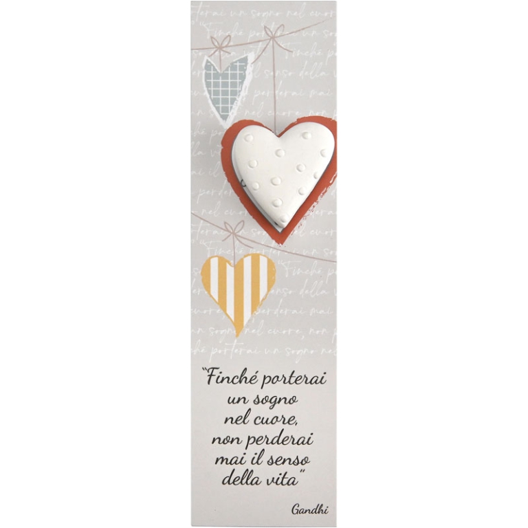 SEGNALIBRO CARTONCINO 6PZ CON GESSO CUORE 4X15CM